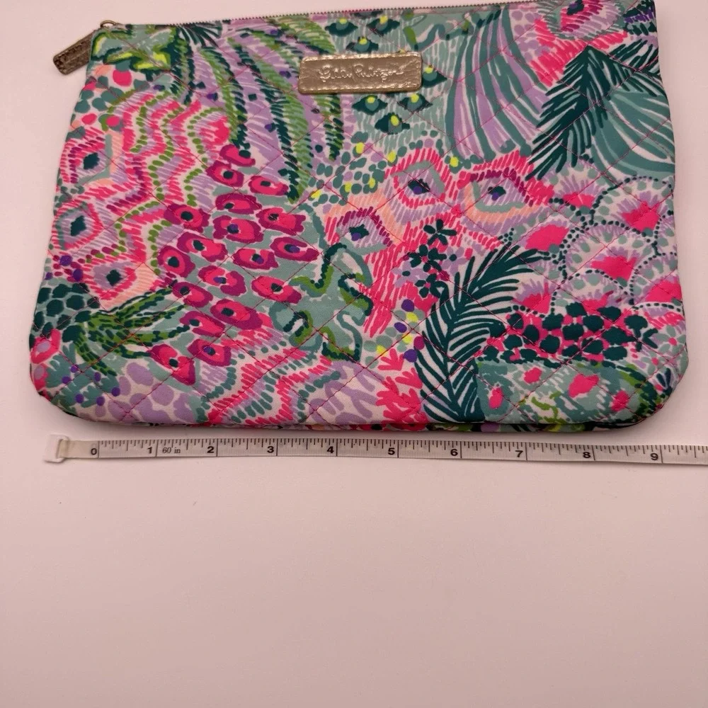 Lilly Pulitzer Quilted Pouch Banana Split Print‎ Bag Makeup Cosmetics Zip Top
